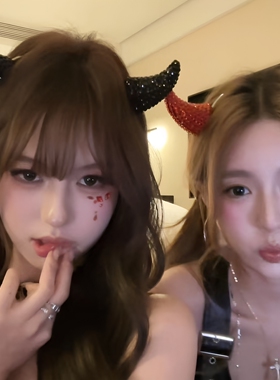 万圣节恶魔发夹红色超闪水钻cos