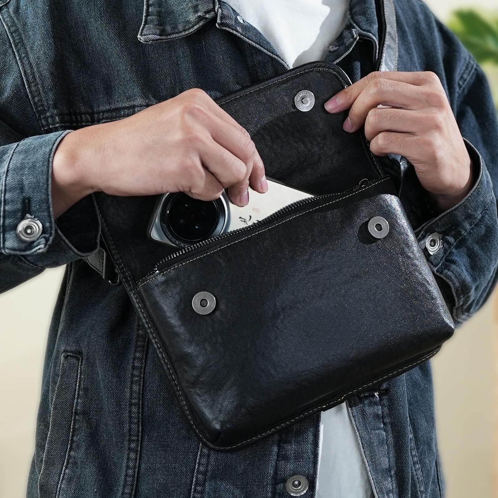 鹿师傅头层牛皮2025新款男士夏季单肩斜挎包小号复古男士包包挎包,淘宝优惠券,粉丝福利购,淘宝优惠卷