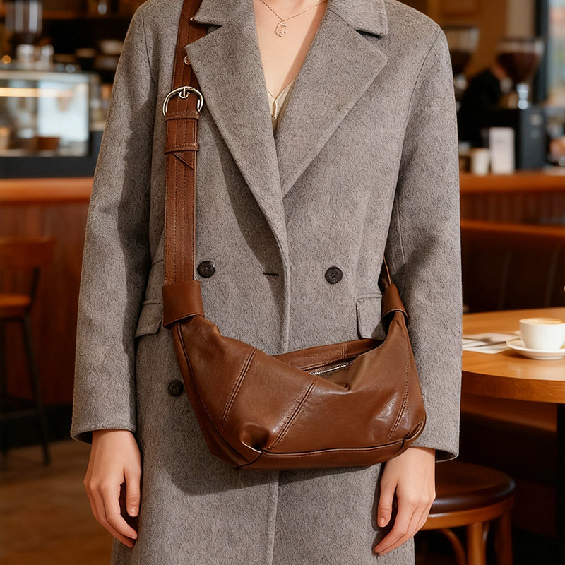 头层牛皮真皮饺子包女包2025新款轻奢质感高级感通勤斜挎包单肩包,淘宝优惠券,粉丝福利购,淘宝优惠卷