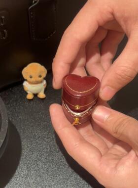 迷你戒指盒复古欧式精致皮革钻戒盒求婚惊喜首饰包装盒七夕送女友