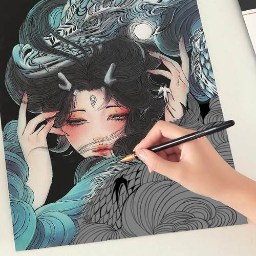 跃鹿YUELU国潮刮刮画成人减压diy玩具中国风刮画创意生日礼品 - 图0