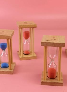 方形榉木1/3/5分钟沙漏计时器 创意儿童刷牙时间漏斗实用礼品