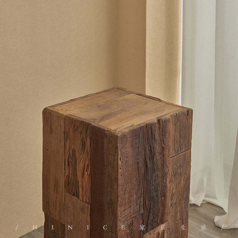 Hinice侘寂风复古底座实木墩子方形树桩民宿装饰木桩木头边几摆件,淘宝优惠券,粉丝福利购,淘宝优惠卷