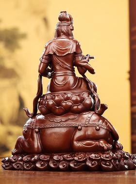 铜欣祥 紫铜文殊普贤坐像 家居办公室桌面迷你佛工艺品摆设