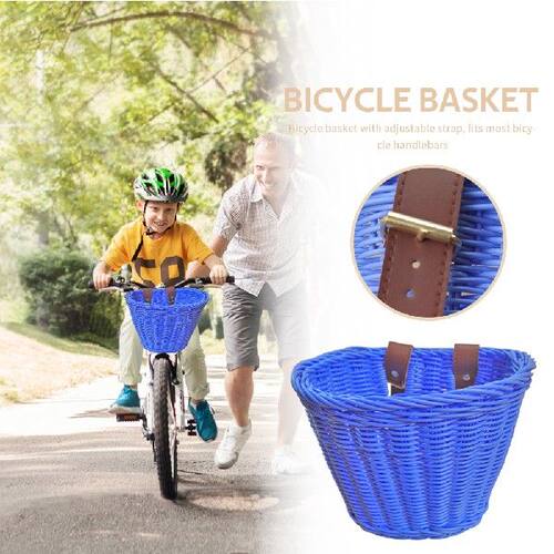 极速Bike Basket Front Handlebar Rattan Handwoven Woven Bike - 图0