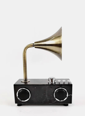 美式复古怀旧留声机摆件北欧轻奢咖啡店餐厅玄关装饰品黑胶唱片机