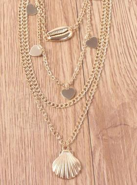 。Shell love scallop combination multilayer Necklace N563