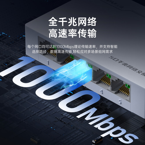 沃浦网络交换机千兆8口5口网线网络分线器转换器光猫路由器交换机监控专用家庭宿舍家用网络扩展器3C认证电源 - 图0