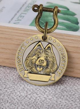 浮雕狗牌身份牌防丢牌刻字宠物纯铜牌金毛斗牛哈士奇挂牌