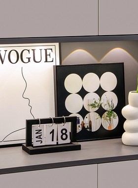 入户玄关餐边电视柜装饰品摆件画软装高级感小众轻奢高档客厅鞋柜