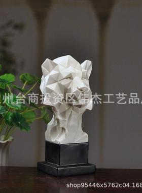 亚马逊简约几何切面马头羊头摆件家居客厅橱窗样板房软装会所饰品