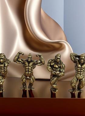 纯铜金刚健身猩猩铜雕雕塑玄关装饰品客厅动物桌面摆件工艺品送礼