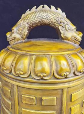 高档纯铜八仙钟法器寺庙铜钟八宝铜铃铛挂件平安钟大号撞钟家居门