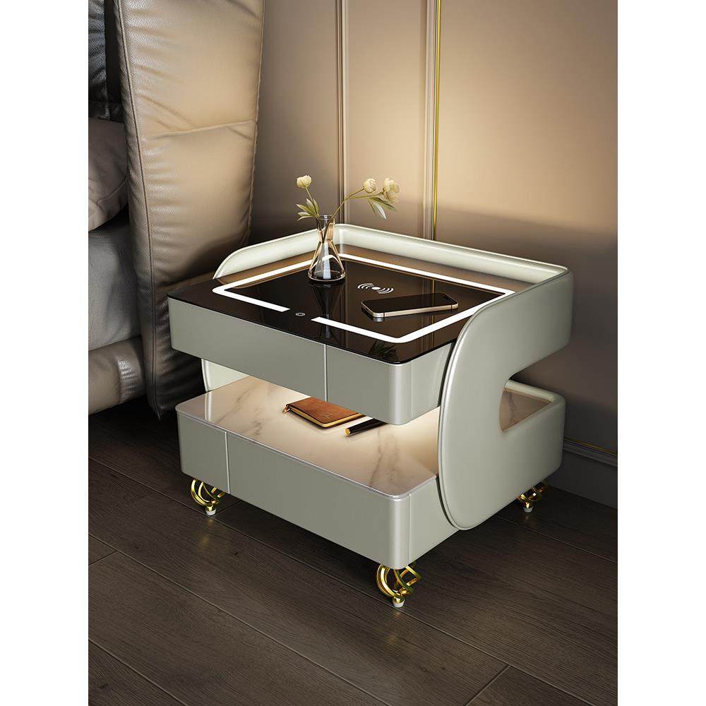 意式极简床头柜智能高级感网红卧室创意智能无线充电岩板床边柜子,淘宝优惠券,粉丝福利购,淘宝优惠卷