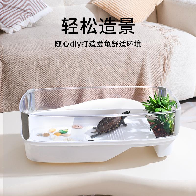 乌龟缸带晒台造景别墅饲养箱家用巴西龟鳄龟养龟专用生态缸龟箱屋 - 图0