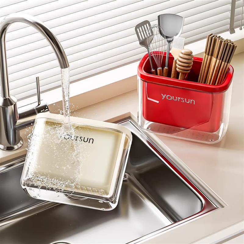 Chopstick tube home kitchen high-end spoon drain storage box wall-mounted cutlery rack chopstick cage basket 2026 new style