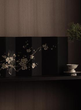 法式中古风东方美花鸟图双面桌面小屏风古玩字画背景摆件