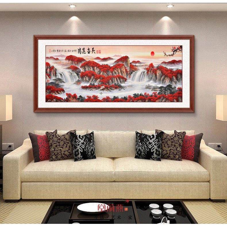 纯手工十字绣成品钻石画鸿运当头新款客厅沙发背景墙装饰山水画,淘宝优惠券,粉丝福利购,淘宝优惠卷