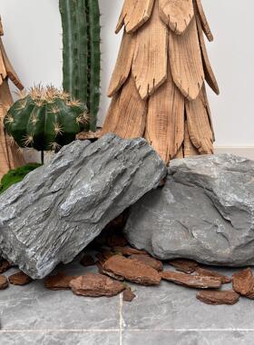 仿真英德石假石头室内橱窗绿植造景摆件玻璃钢假山庭院景观石雕塑