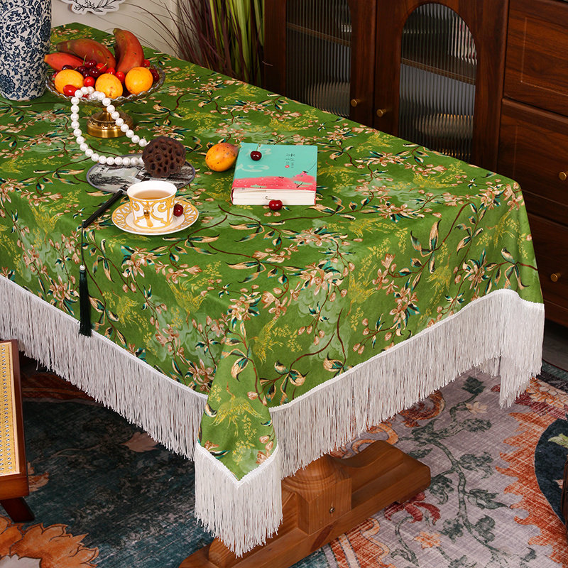 高端复古桌布风流苏法式中古风餐桌台布高级感装饰盖巾长桌桌布,淘宝优惠券,粉丝福利购,淘宝优惠卷