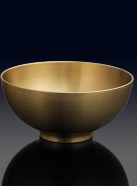 铜碗纯黄铜家用金饭碗加厚供台供水杯供水碗神前供具树纹铜碗