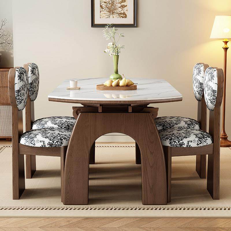 款岩板实木餐桌椅组合家用客厅现代简约饭桌伸缩方圆两用桌子,淘宝优惠券,粉丝福利购,淘宝优惠卷