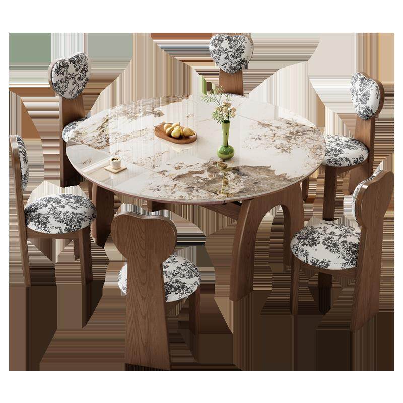 款岩板实木餐桌椅组合家用客厅现代简约饭桌伸缩方圆两用桌子,淘宝优惠券,粉丝福利购,淘宝优惠卷