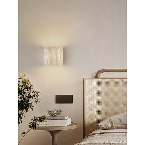 壁灯，卧室床头灯，日本风格Wabi-Sabi风格黄色石灰华覆古名茶室 - 图1