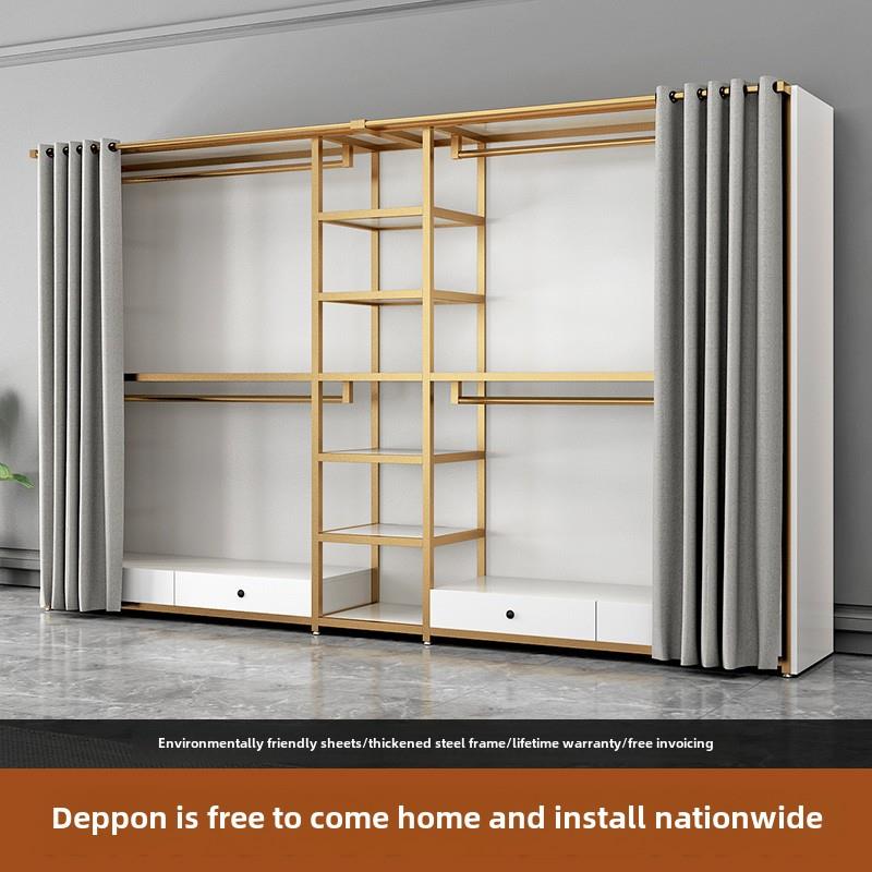 开放式衣柜新2024流行卧室独立衣架钢框架结构衣架金属悬挂衣柜 - 图1