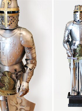 骑士盔甲中世纪铁艺装饰品复古书房罗马餐厅桌面摆件创意密室推荐