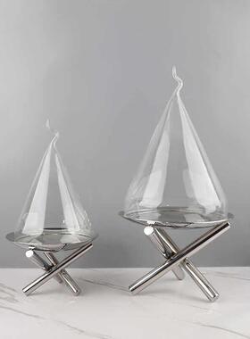 简约轻奢金属不锈钢水果盘摆件样板间家居餐桌点心蛋糕盘软装饰品