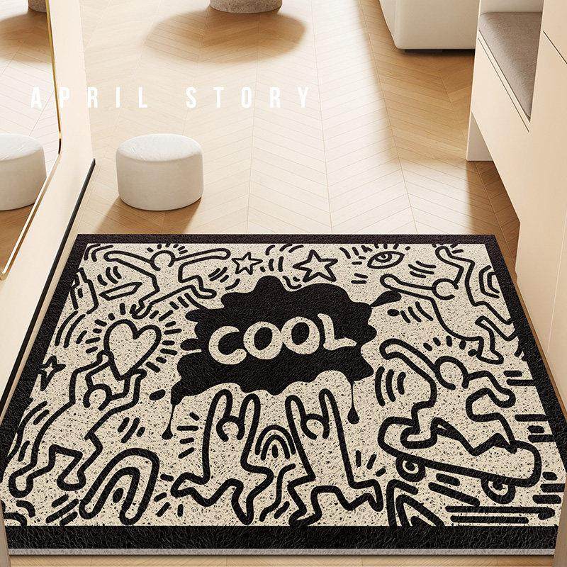 简笔画入户地垫进门除尘耐脏免打理防滑垫丝圈蹭土耐磨耐刮脚踏垫,淘宝优惠券,粉丝福利购,淘宝优惠卷