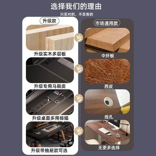 电动升降桌腿台式电脑桌子智能电机芯工作台家用实木办公电竞书桌 - 图1