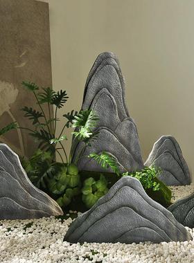 中式玻璃钢仿真石头片石楼梯装饰假山庭院园林造景假山石摆件景观
