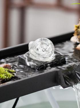 新中式庭院客厅小鱼缸造景瀑布流水摆件循环水流水器景观装饰配件