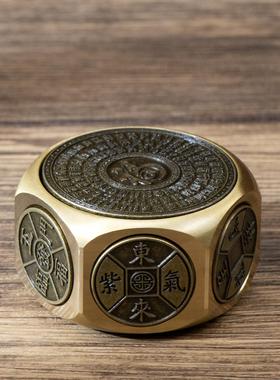 小铜记黄铜八面转钱旋转魔方解压手把件随身携带龙年招财创意礼品