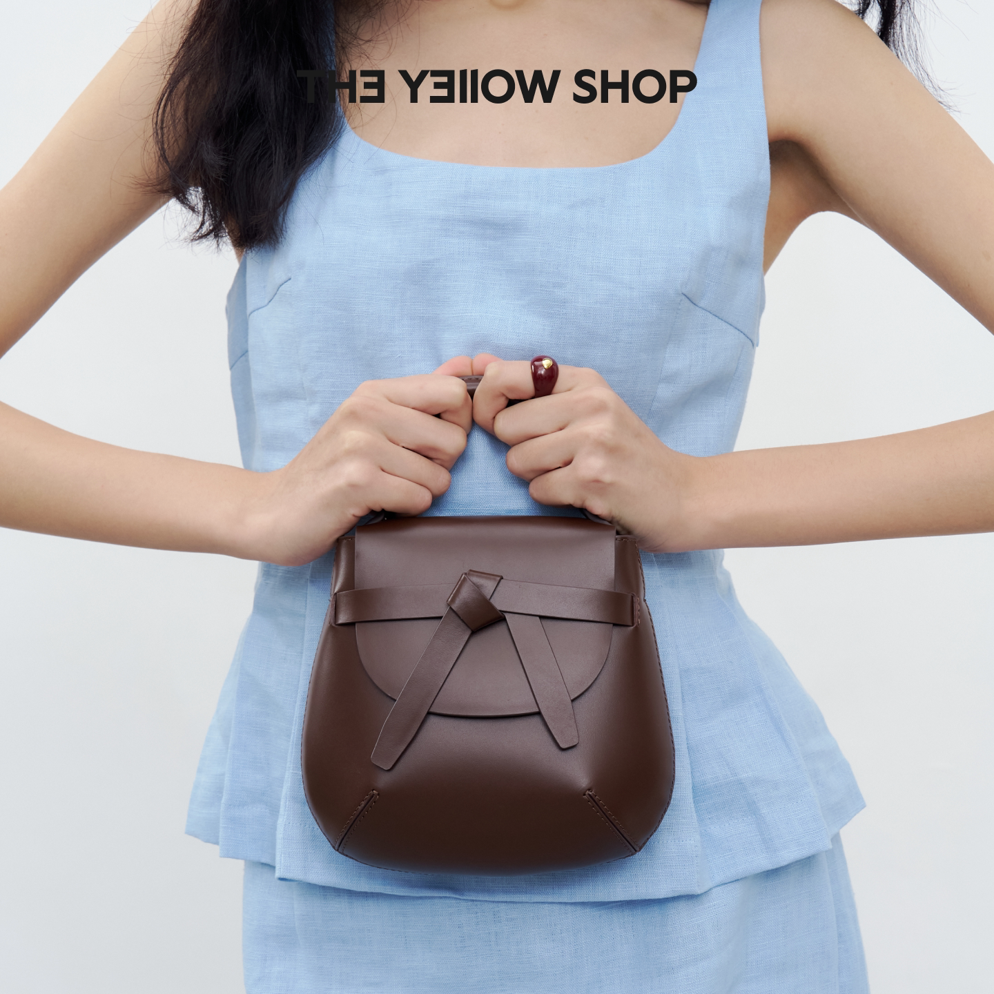 【礼物】THEYELLOWSHOP关晓彤沈梦辰同款头层牛皮复古绑结马鞍包
