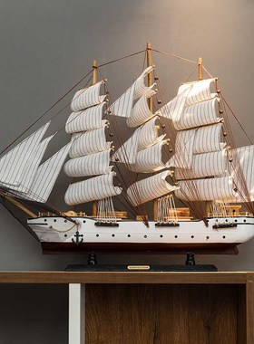 热销实木帆船摆件模型一帆风顺客厅玄关酒店前台招财电视柜工艺品