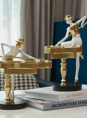 北欧风格简约打台球斯洛克人物家居装饰摆件工艺品台球馆装饰品