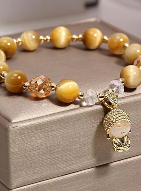 【师傅推荐】金色虎眼石佛像吊坠
