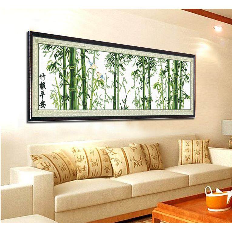 纯手工十字绣成品竹报平安竹子餐厅客厅卧室挂画带框出售已绣好的,淘宝优惠券,粉丝福利购,淘宝优惠卷