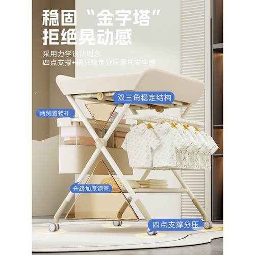 尿布台婴儿护理台新生儿换尿布抚触洗澡全包围护理台多功能可折叠 - 图0