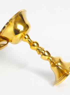 藏式纯铜护法杯黄铜供杯家用摆件圣水杯光面铜盘佛堂家居大中小