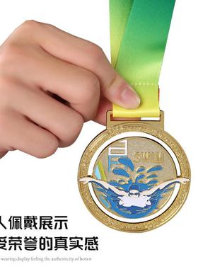 定制运动会游泳比赛奖牌金牌制作儿童奖章比赛挂牌奖杯纪念定做