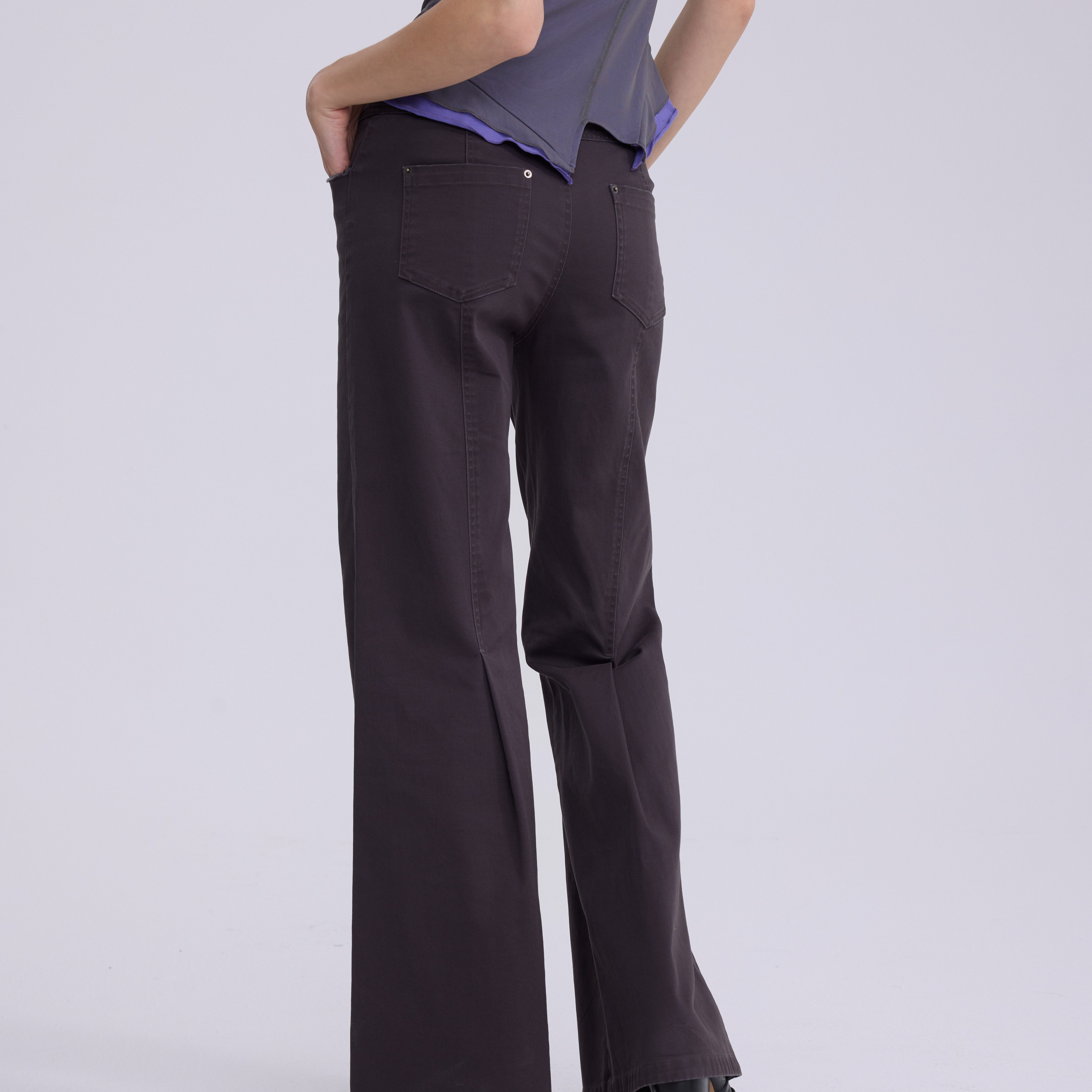 SHAKEITSHAKE 春季深灰色复古洗水做旧四合扣腰头高腰阔腿喇叭裤,淘宝优惠券,粉丝福利购,淘宝优惠卷