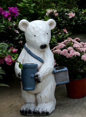 极速复古北极熊花园户外庭院路引太阳能小夜灯落地摆件园艺装饰品