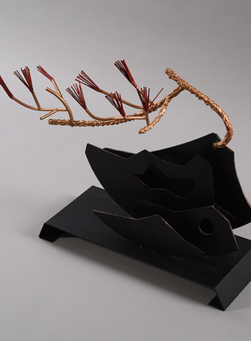 极速新中式迎客松假山家居隔断屏风摆设客厅玄关桌电视柜摆件软装