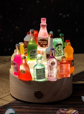 迷你酒瓶小夜灯摆件diy手工城堡卧室书房装饰灯送男朋友生日礼物