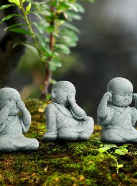 迷你光头小和尚创意萌趣小沙弥摆件园林盆景假山鱼池造景佛像装饰