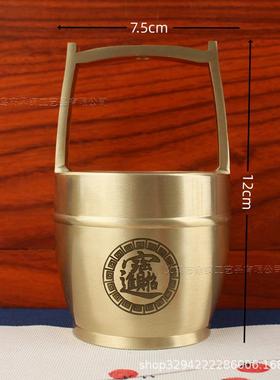 纯黄铜一桶金摆件缸金进宝大水桶办公桌客厅桌面创意工艺品摆件